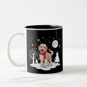 Spinone Italiano unter Mondlicht Schnee Weihnachte Zweifarbige Tasse