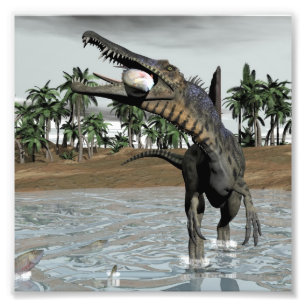 Spinosaurus dinosaurier fressen Fisch - 3D rendern Fotodruck
