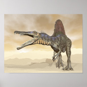 Spinosaurus-Dinosaurier in der Wüste - 3D-Darstell Poster