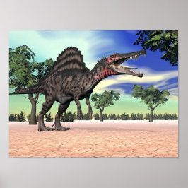 Spinosaurus-Dinosaurier in der Wüste - 3D-Darstell Poster
