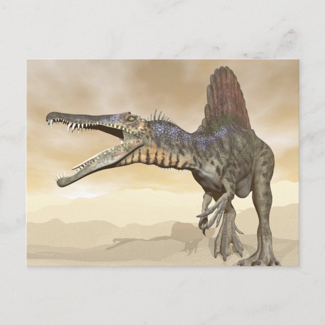 Spinosaurus-Dinosaurier in der Wüste - 3D-Darstell Postkarte (Vorderseite)