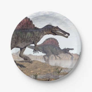 Spinosaurus Dinosaurier in der Wüste - 3D Pappteller