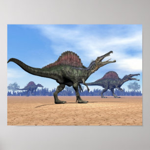 Spinosaurus-Dinosaurier-Spaziergang - 3D-Darstellu Poster