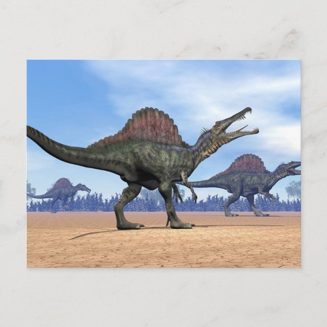 Spinosaurus-Dinosaurier-Spaziergang - 3D-Darstellu Postkarte (Vorderseite)