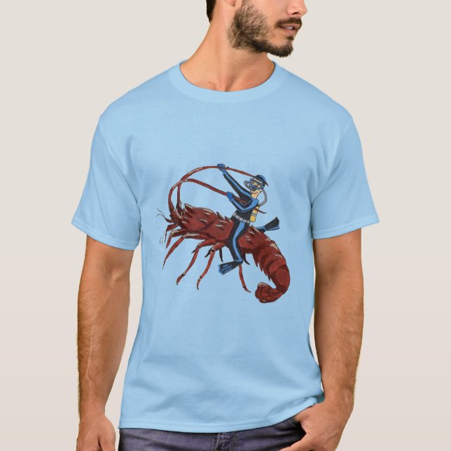 Spiny Lobster Tauchen mit Scuba Diver T-Shirt (Vorderseite)