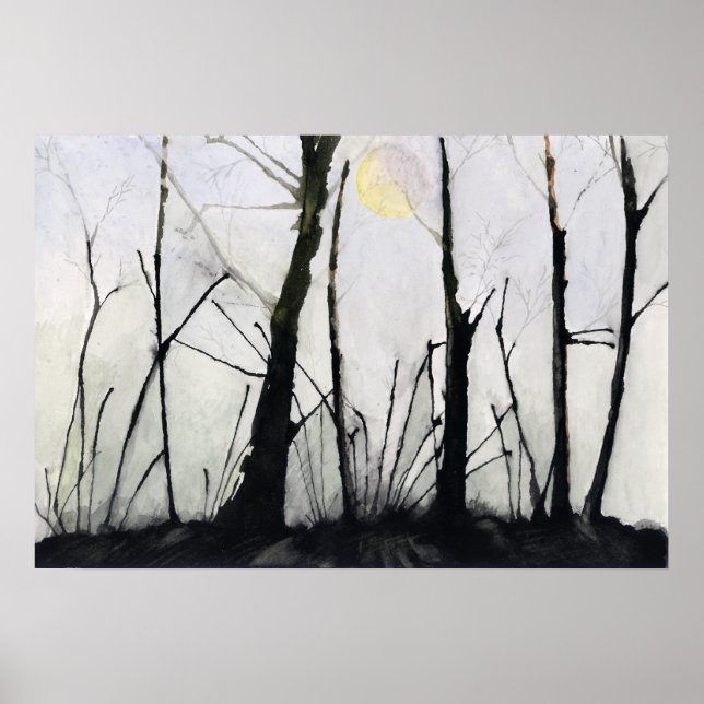 Spiny Trees und Vollmond Poster (Vorne)