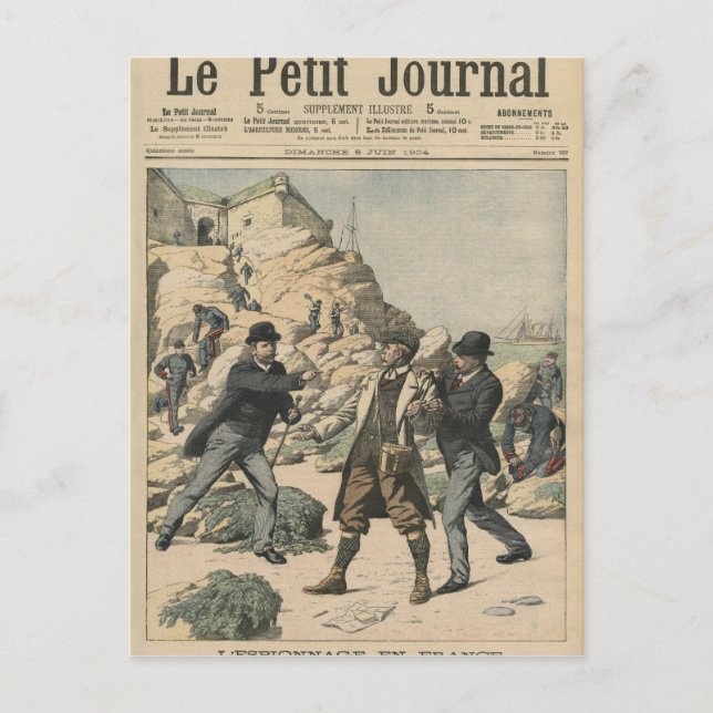 Spionage in Frankreich Festnahme eines englischen  Postkarte (Vorderseite)