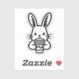 Spionierender Hase mit Kaffeetasse Aufkleber