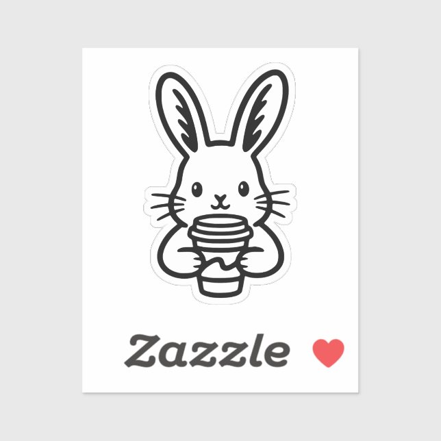 Spionierender Hase mit Kaffeetasse Aufkleber (Blatt)