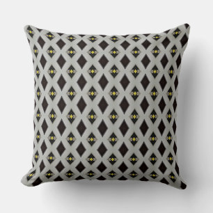 Spiral Black and Gray Diamond of Yellow Star Kissen