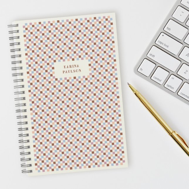 Spiral-Bound-Notebook mit Schachbrettrahmen - brau Notizbuch (Von Creator hochgeladen)