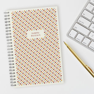 Spiral-Bound-Notebook mit Schachbrettrahmen - Rot Notizbuch