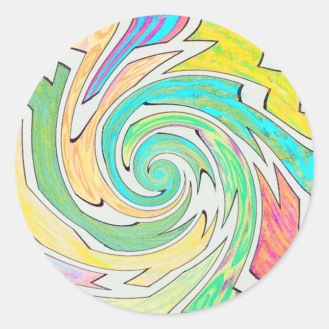 Spiral Caught in Colorful Maze Runder Aufkleber (Vorderseite)