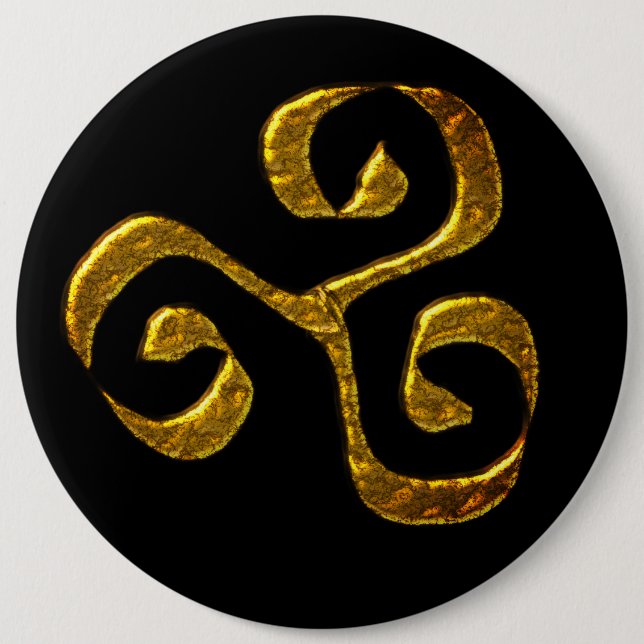 Spiral Celtic Symbol Gold Metall Button (Vorderseite)