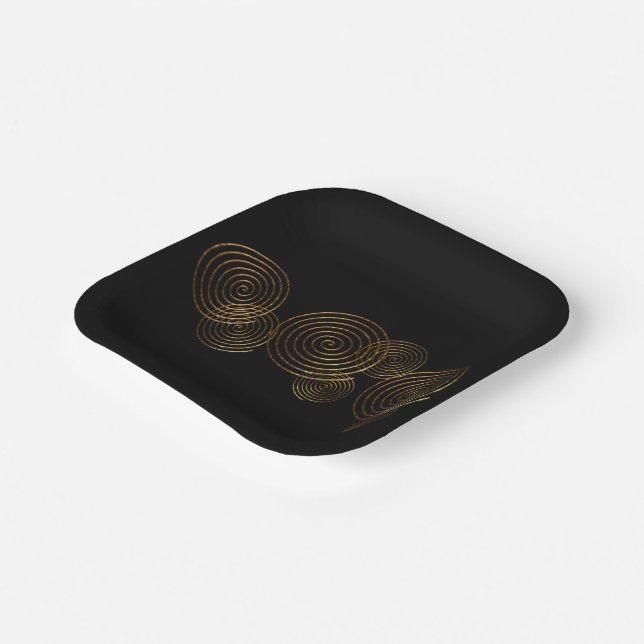 Spiral Celtic Symbol Gold Metall Pappteller (Gewinkelt)