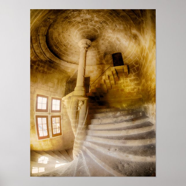 Spiral Chateau Treppe, Frankreich Poster (Vorne)