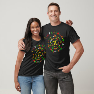 Spiral Color Pi Numbers Funny Geek Math T-Shirt