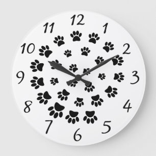 Spiral Dog Paw Print Decorative Große Wanduhr