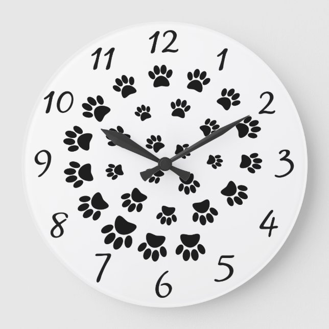 Spiral Dog Paw Print Decorative Große Wanduhr (Vorderseite)