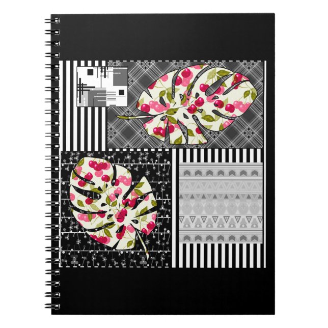 Spiral Foto Notebook Abstrakte Patchwork-Quiltieru Notizblock (Vorderseite)