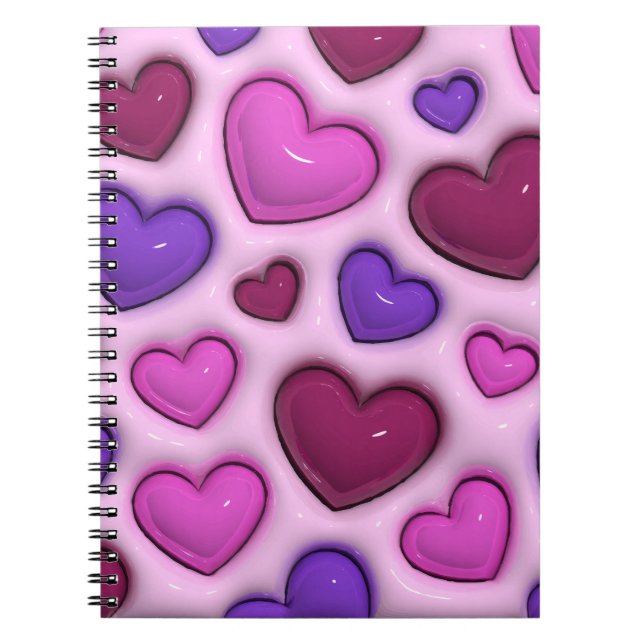 Spiral-Foto-Notebook mit 3D-Glossy-Herz Notizblock (Vorderseite)