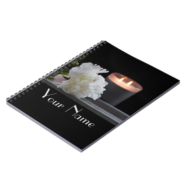 Spiral Foto Notebook Peony und eine Kerze Notizblock (Linke Seite)