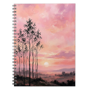 Spiral-Foto-Notizbuch – Pink Sunset Landschaft Notizblock