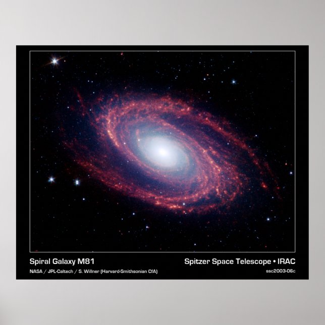 Spiral Galaxy M81 - Spitzer Space Teleskop Poster (Vorne)
