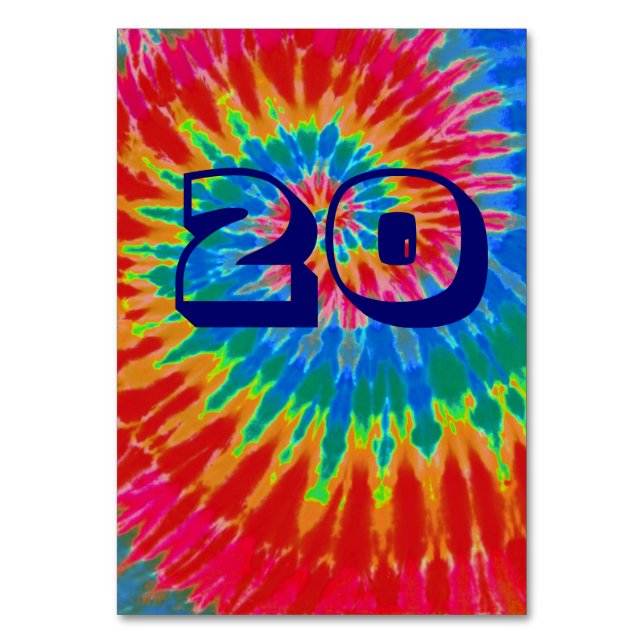 Spiral Gefärbte Krawatte Hochzeittisch Zwanzig Tischnummer (Vorderseite)