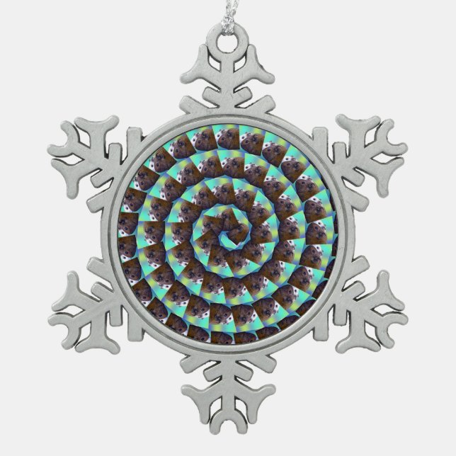 Spiral Guinea Pig Pattern, Schneeflocken Zinn-Ornament (Vorderseite)