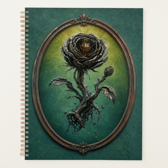 Spiral Hardcover Planner with  a surreal rose Planer (Vorderseite)