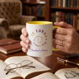 Spiral-Herz-Lehrer-Tasse, Personalisiertes Namensg Zweifarbige Tasse
