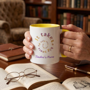 Spiral-Herz-Lehrer-Tasse, Personalisiertes Namensg Zweifarbige Tasse