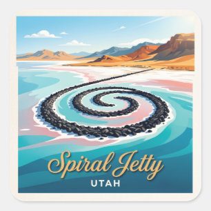 Spiral Jetty Rozel Utah Quadratischer Aufkleber