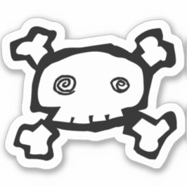 Spiral-Mit Augen Schädel und Kreuzknochen Aufkleber