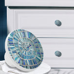 Spiral Mosaic Art - Aquamarine Keramikknauf<br><div class="desc">Spiral Mosaic Art - Aquamarine</div>
