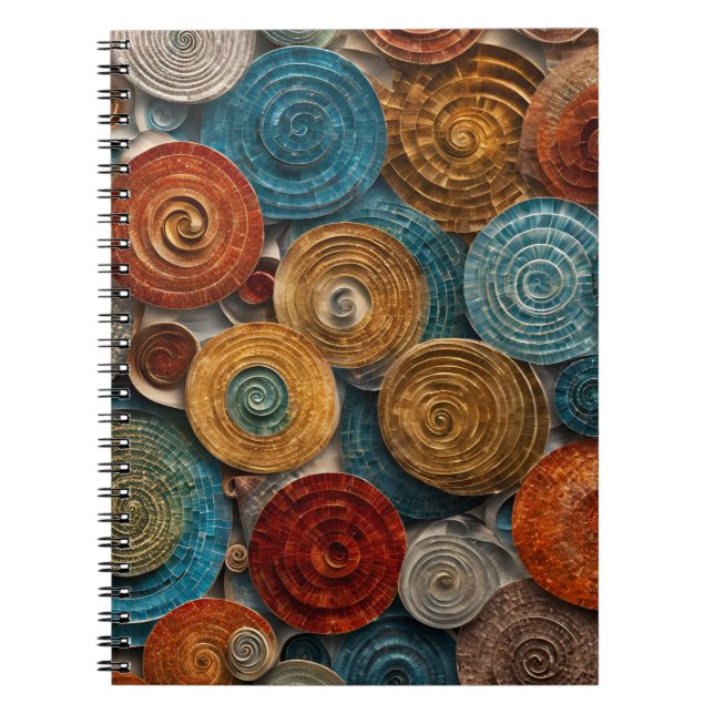 Spiral-Mosaik-Notebook - Erdliche und ogene Töne Notizblock (Vorderseite)
