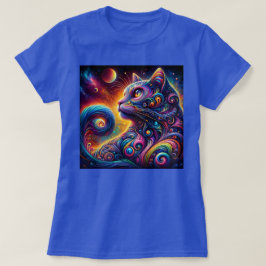Spiral Mystic Galaxy Rainbow Cat T-Shirt