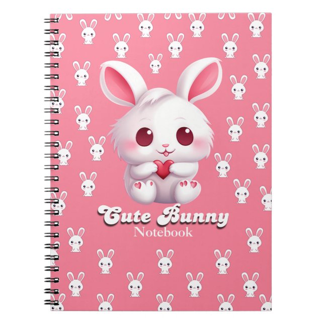 Spiral Niedlich Bunny Notebook Notizblock (Vorderseite)