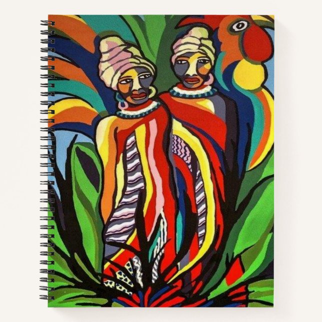 Spiral Notebook African Women Parrot Notizbuch (Vorderseite)