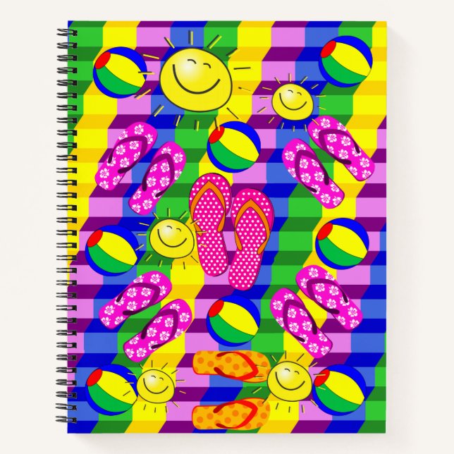 Spiral Notebook Beach Flip Flops Sun Notizbuch (Vorderseite)