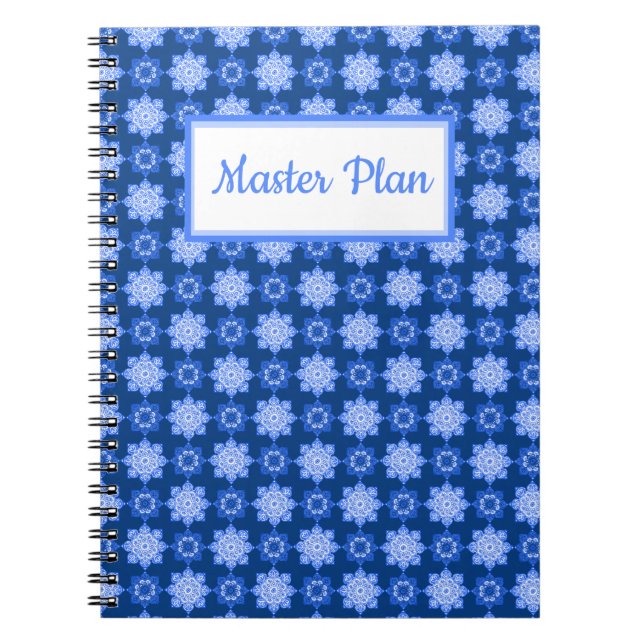 Spiral Notebook Blue Fliesenprint Notizblock (Vorderseite)