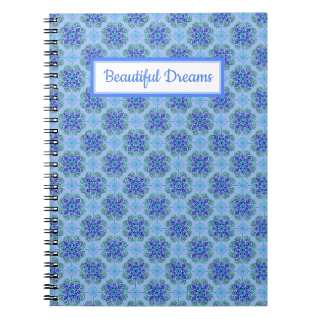 Spiral Notebook Blue Fliesenprint Notizblock (Vorderseite)