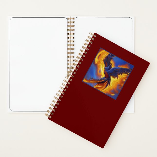Spiral Notebook Blue Phoenix, Dark Red Notebook Notizbuch (Innen)