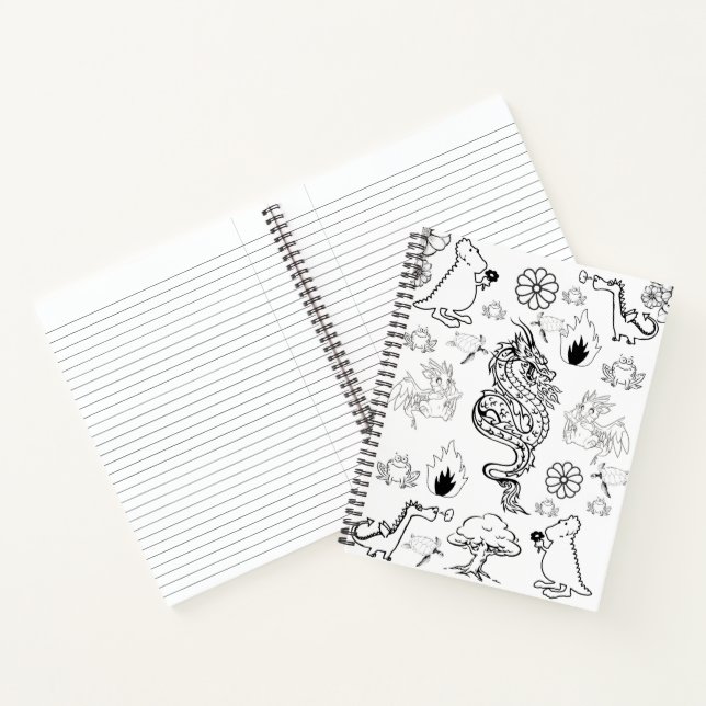 Spiral Notebook Coloring Dragon Notizbuch (Innenseite)