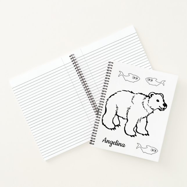 Spiral Notebook Coloring Polar Bear Fish Notizbuch (Innenseite)
