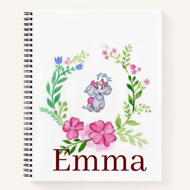 Spiral Notebook Elephant Floral Notizbuch (Vorderseite)