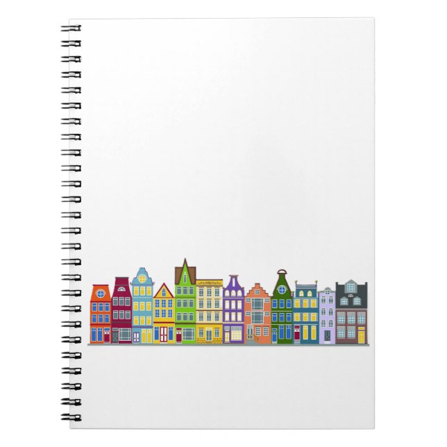 Spiral Notebook - Farbenfrohe Amsterdamer Row Hous Notizblock (Vorderseite)