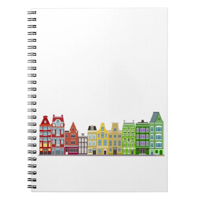 Spiral Notebook - Farbenfrohe Amsterdamer Ruhenhäu Notizblock (Vorderseite)