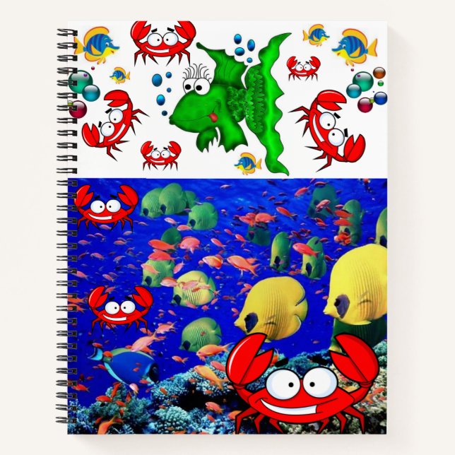 Spiral Notebook Fish Ocean Crab Notizbuch (Vorderseite)